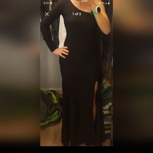 Long sleeve one shoulder formal dress